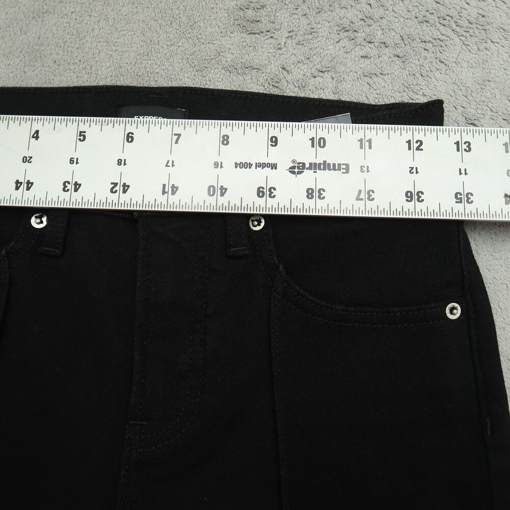 Express Jeans Womens Size 0 Black Skyscraper Mid-Rise Kick Split Hem 31" Inseam - Picture 4 of 16